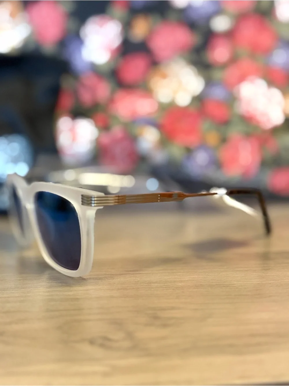 Vince Camuto White Frame Sunglasses with Blue Mirrored Lenses
